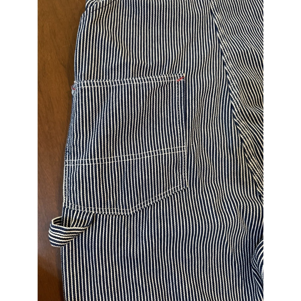 Round House Bib Overalls 38 X 32 Striped 100% Cotton Adjustable Straps - Picture 7 of 8